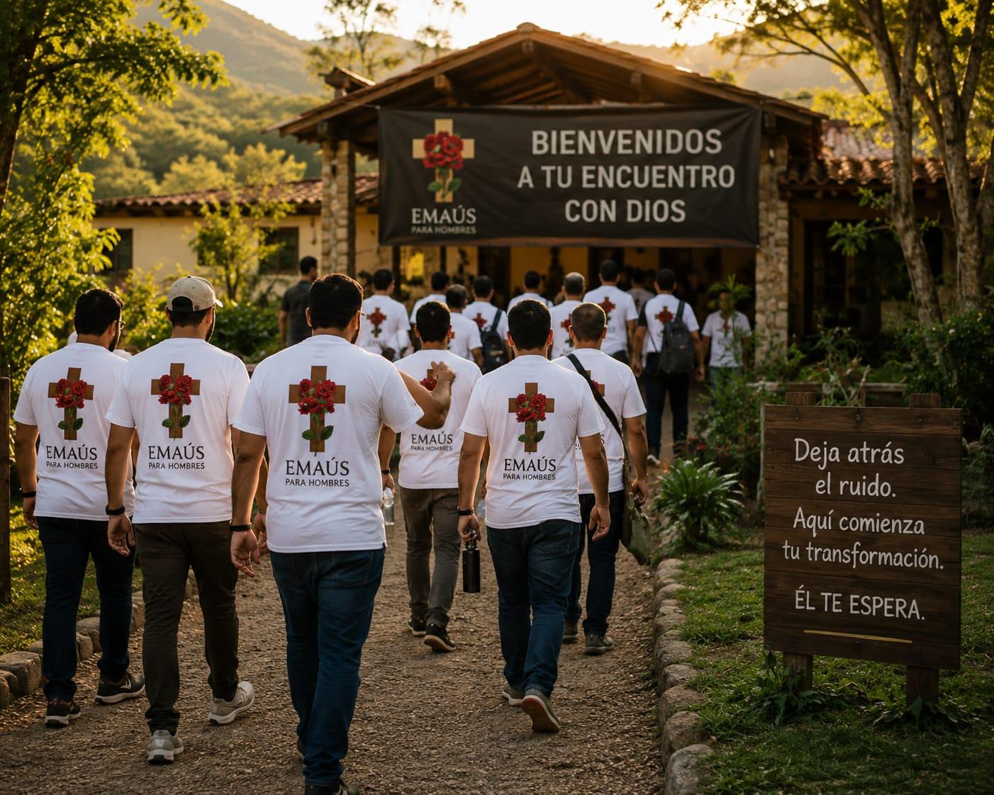 Hermos en oración durante el retiro de Emaús